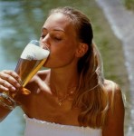 Girl drinking a beer