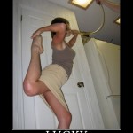 Flexable girl doing a beer bong