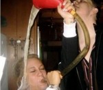 Girl get beer poured on her head