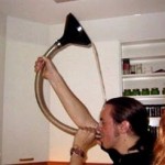Beer bong drenching